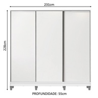 Guarda Roupa Casal Zurique: 3 Portas de Correr Madesa - imagem 2