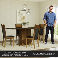 Conjunto Mesa Jantar 4 Cadeiras Elisa Madesa - imagem 2