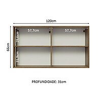 Armário Aéreo Cozinha 120cm: Rustic/Branco Glamy Madesa - imagem 2