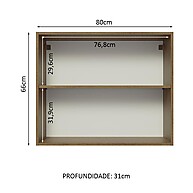 Armário Aéreo Cozinha 80cm: Rustic/Branco Glamy Madesa - imagem 2