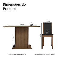 Conjunto Sala de Jantar com Mesa de Vidro e 4 Cadeiras Martina Madesa - imagem 2