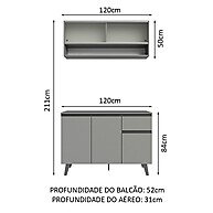 Armário de Cozinha 120cm Cinza Nice Madesa - imagem 2