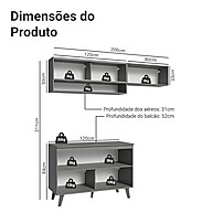 Armário de Cozinha Compacta 200cm Cinza Nice Madesa - imagem 2