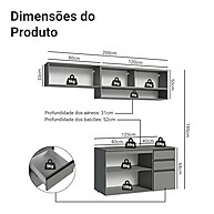 Armário de Cozinha 200cm Cinza Nice Madesa - imagem 2