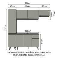 Cozinha Completa 220cm Cinza Nice Madesa - imagem 2
