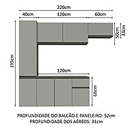 Cozinha Suspensa 220cm Cinza Nice Madesa - imagem 2
