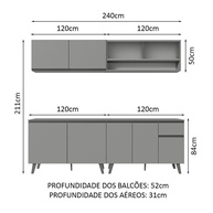 Cozinha Completa 240cm Cinza Nice Madesa - imagem 2