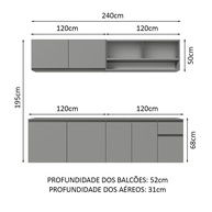 Armário de Cozinha Suspenso 240cm Cinza Nice Madesa - imagem 2