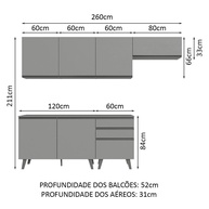 Cozinha Completa 260cm Cinza Nice Madesa - imagem 2