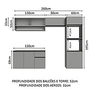 Cozinha Suspensa 260cm Cinza Nice Madesa - imagem 2