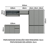 Cozinha Suspensa 320cm Cinza Nice Madesa - imagem 2
