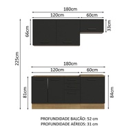 Cozinha Compacta 180cm Agata: Rustic Preto Madesa - imagem 2