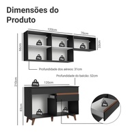 Cozinha Compacta 190cm Preta Reims Madesa - imagem 2