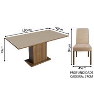 Conjunto Sala de Jantar com Mesa de Madeira e 6 Cadeiras Renata Madesa - imagem 2