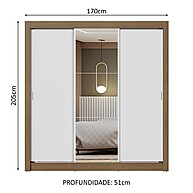 Guarda-Roupa Casal 3 Portas: Rustic/Branco Madesa - imagem 2