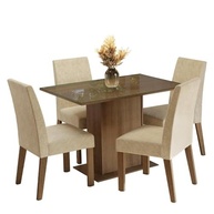 Conjunto de Sala de Jantar com Mesa de Vidro e 4 Cadeiras Rustic/Imperial Zion Madesa - imagem 4
