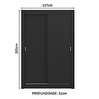 Guarda-Roupa Solteiro 2 Portas de Correr Preto Vivare Madesa - imagem 2
