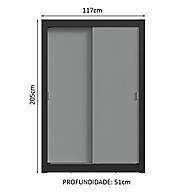 Guarda-Roupa Solteiro 2 Portas de Correr 2 Gavetas Preto/Cinza Vivare Madesa - imagem 2