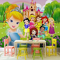 Papel de Parede Personalizado Princesas Encantadas Cute - Decore o Quarto Infantil com Magia - imagem 2