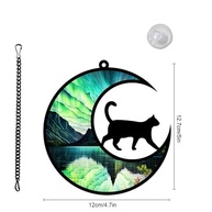 Suncatcher Gato e Lua Aurora em Acrílico - Decoração de Janela com Estilo e Magia - imagem 3