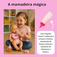 Kit Mamadeira Mágica Infantil - 4 Peças com Mamadeira Interativa, Copinho, Chupeta e Babador Rosa - imagem 4