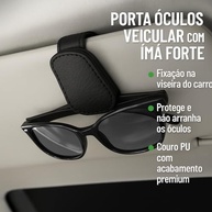 Suporte Magnético de Óculos para Carro em Couro PU - Organização e Estilo na Viseira (Preto) - imagem 3