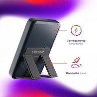 Geonav Power Bank MagSafe 10.000mAh: Carregamento Rápido Universal por Indução e Suporte Dobrável - imagem 4