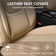 Capas de Assento de Carro Premium Bege em Couro Napa: Conforto e Estilo para a Maioria dos Veículos - imagem 3