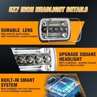 Faróis LED 5x7 7x6 para Mazda B2000/B2200/B2600 (86-93) - 800% Mais Brilho, DRL Âmbar e Branco - imagem 5