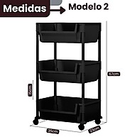 Carrinho Organizador Multiuso com Rodinhas – 3 Prateleiras para Banheiro, Lavanderia e Mais - imagem 2