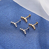 Kit 2 Piercings Labret Aço Cirúrgico com Strass - Ideal para Helix, Nariz e Mais - imagem 2