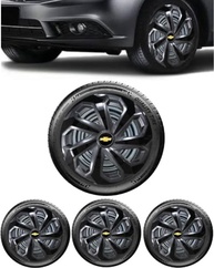 Jogo 4 Calotas Esportivas Spider Grafite/Preto Aro 14 - Onix, Prisma, Spin e mais! - imagem 2