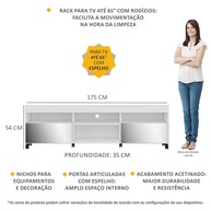 Rack TV 65" Branco: Espelho, Rodízios e Mais! - imagem 2