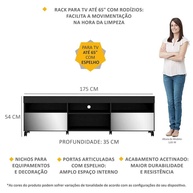 Rack TV 65" Preto: Espelho, Rodízios e Mais! - imagem 2