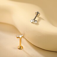 Piercing Labret Trio Zircônia - Aço Cirúrgico para Helix, Tragus e Mais - imagem 2