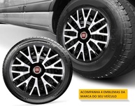 Jogo 4 Calotas Esportivas Triton Aro 14 Preto/Prata - Fiat Novo Uno, Argo, Cronos, Strada e Mais - imagem 4