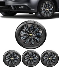 Jogo 4 Calotas Esportivas Velox Aro 15 Preto Brilhante - Onix, Prisma, Spin e Mais - imagem 2