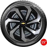 Jogo 4 Calotas Spider Aro 15 Chevrolet Onix, Prisma, Spin e Mais - Preto/Prata - imagem 5