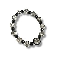 Pulseira Hematita com Medalha de São Bento e Cruz Malta - imagem 1