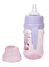 Mamadeira Stitch Angel com Alças Removíveis 300ml Wide Neck Rosa - Design Ergonômico e Seguro para Bebês - imagem 4