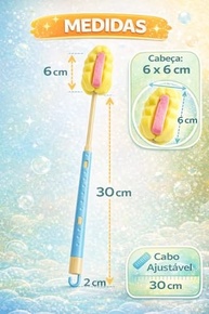 Escova Lava Mamadeira e Copo com Cabo Ajustável - Cabeça de Espuma Macia, Não Risca, Ideal para Limpeza Profunda - imagem 4