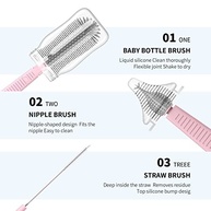 Kit de Limpeza para Mamadeira 6 em 1 - Escovas de Silicone, Escorredor e Dispensador de Sabão - imagem 4