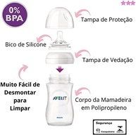 Mamadeiras Pétala 125ml + 260ml Transparente - Duplo Pack Confortável e Seguro - imagem 5