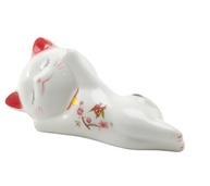 Maneki Neko Branco em Cerâmica - Gato da Sorte Japonês para Decoração e Prosperidade - imagem 4