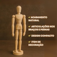Manequim Articulado de Madeira – Referência Artística e Decoração Criativa para Estúdio e Casa - imagem 5