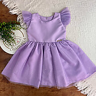 Vestido Infantil Luxo Lilás com Tule na Manga - imagem 1