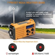 Rádio de Emergência Eoxsmile: Alerta Meteorológico NOAA, Manivela Solar 5000mAh e SOS - imagem 3