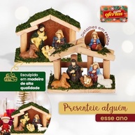 Presépio Natalino de Madeira com Manjedoura em Resina - Decoração Tradicional e Elegante para o Natal - imagem 5