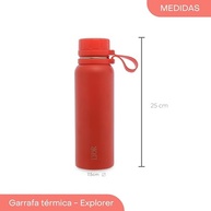 Garrafa Térmica Explorer 650ml Aço Inox Vermelha - Mantenha Sua Bebida Gelada ou Quente por Mais Tempo - imagem 3