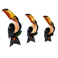 Trio de Tucanos P - Decoração Tropical para Casa, Varanda e Jardim | Artesanato em MDF com Pintura Manual - imagem 5